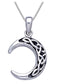 Sterling Silver Celtic Knot Crescent Moon Pendant with 18" Box Necklace - Silver Insanity