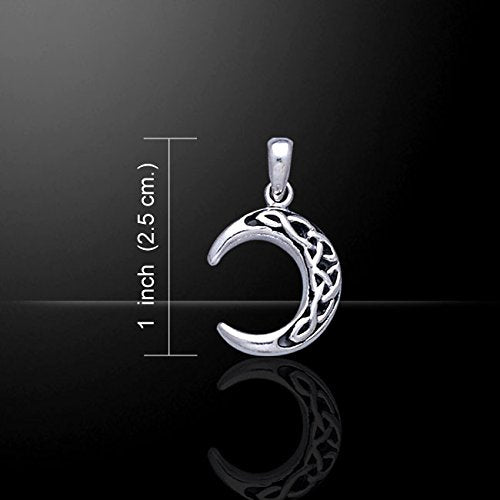 Sterling Silver Celtic Knot Crescent Moon Pendant with 18" Box Necklace - Silver Insanity