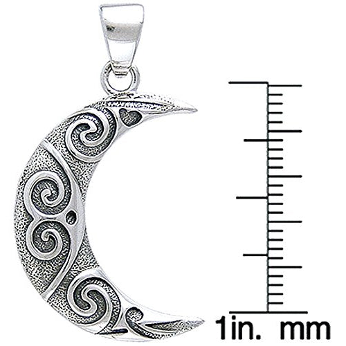 Celtic Spiral Crescent Moon Sterling Silver Pendant - Silver Insanity