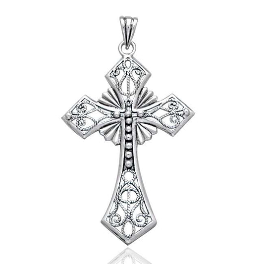 Large 3" Sterling Silver Celtic Cross Pendant Necklace - Silver Insanity