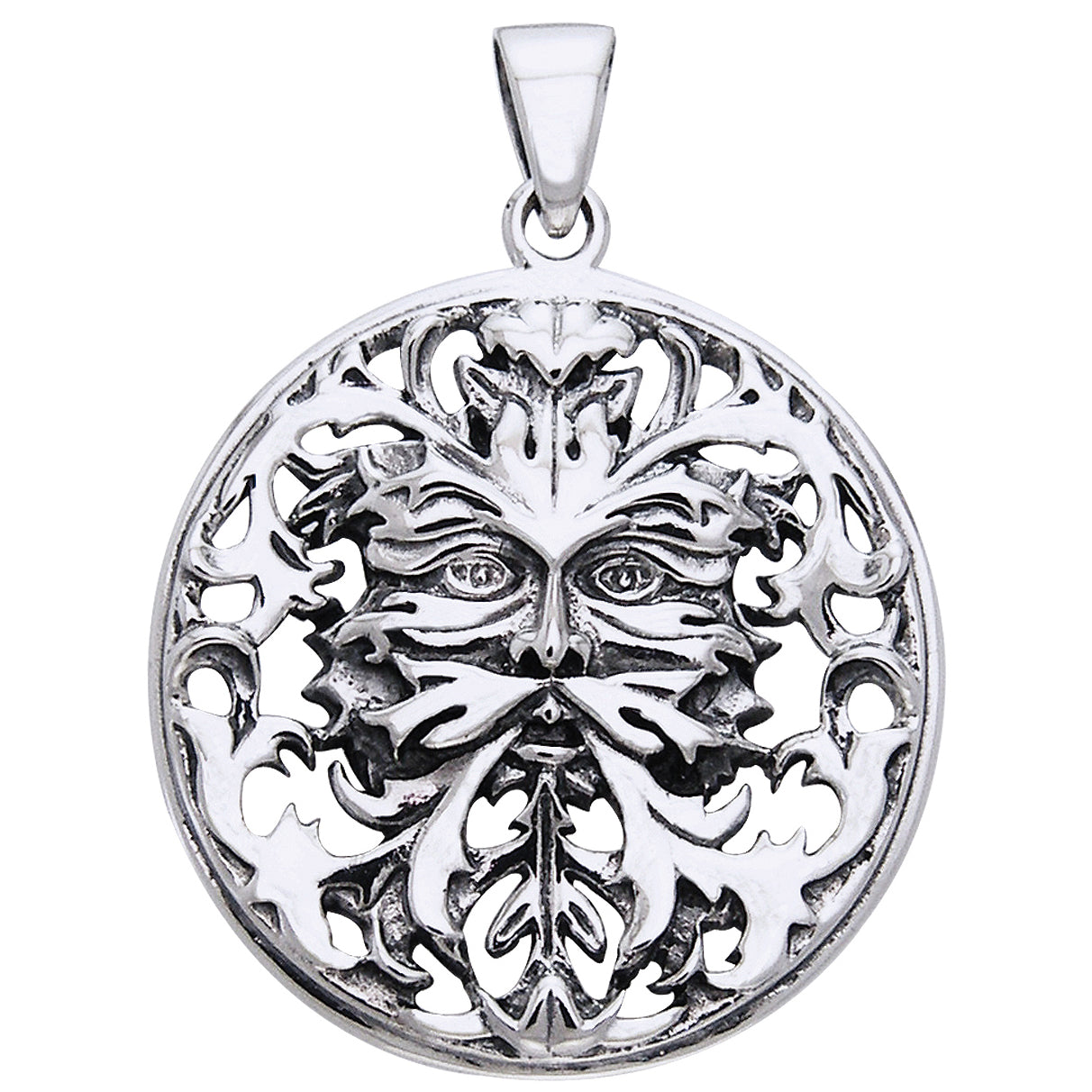 Woodland Spirit - Sterling Silver Mythic Green Man Pendant by Oberon Zell Ravenheart - Silver Insanity