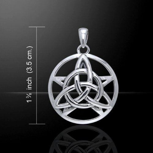Druids Amulet - Triquetra Knot and Pentacle Sterling Silver Pendant - Silver Insanity
