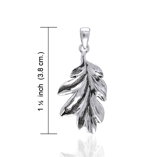 Secrets of the Wood Sterling Silver Oak Leaf Pendant with 18" Box Chain Necklace - Silver Insanity