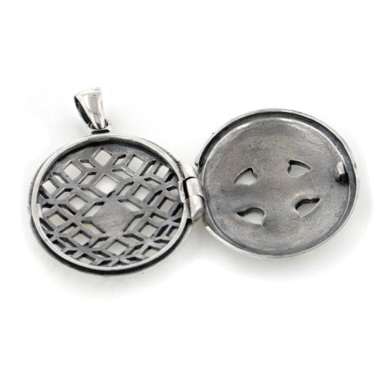 Celtic Ancient Sun Cross Large Oval Locket Pendant in Sterling Silver - Silver Insanity