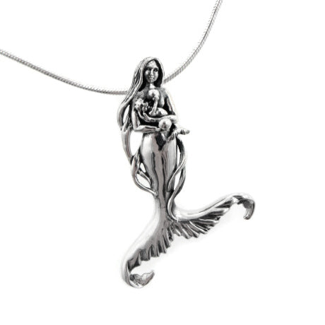 Seer's Child - Mother Mermaid and Baby Sterling Silver Pendant - Silver Insanity