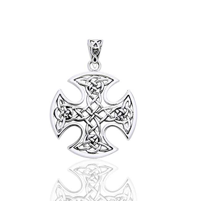 Still Center Celtic Knot Cross Sterling Silver Pendant by Courtney Davis - Silver Insanity