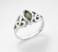 Sterling Silver Celtic Knot and Genuine Green Moldavite Ring - Silver Insanity