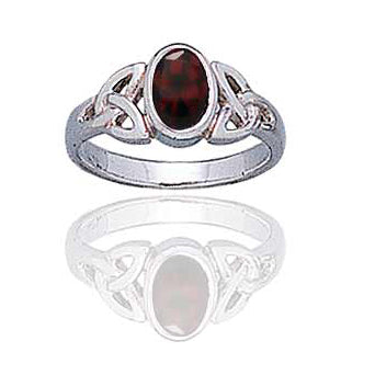 Sterling Silver Celtic Knot and Genuine Red Garnet Ring - Silver Insanity