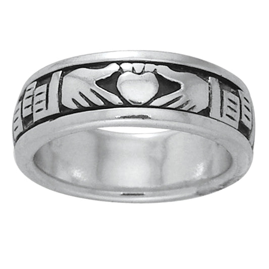 Sterling Silver Celtic Claddagh Irish Wedding Band Spin Ring - Silver Insanity