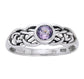 Petite Celtic Knot Birthstone Ring Sterling Silver Genuine Amethyst For February - Silver Insanity
