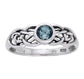 Petite Celtic Knot Birthstone Ring Sterling Silver Genuine Aquamarine For March - Silver Insanity