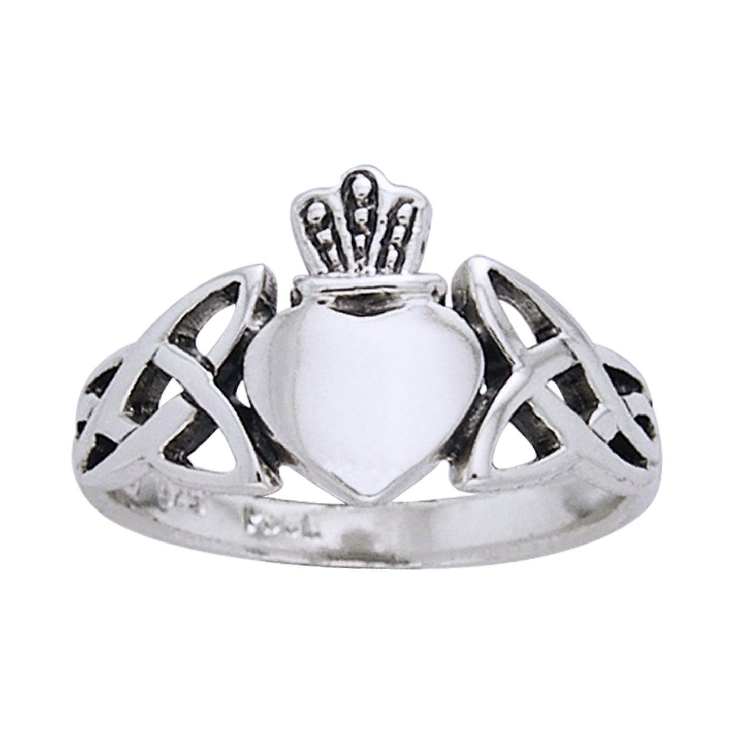 Classic Irish Claddagh Celtic Knotwork Sterling Silver Ring - Silver Insanity