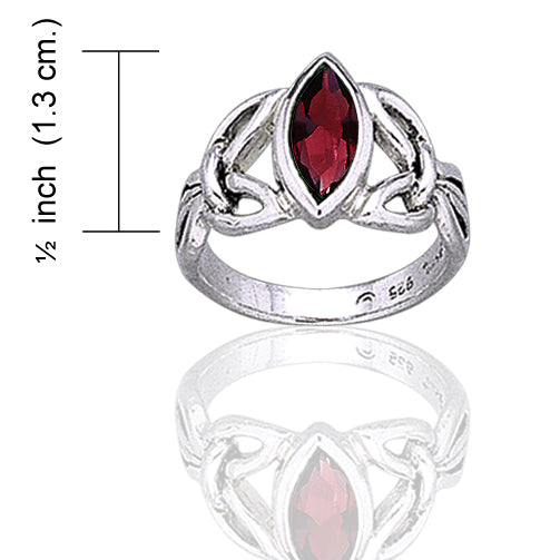 Sterling Silver Celtic Knot Large Garnet Ring - Silver Insanity