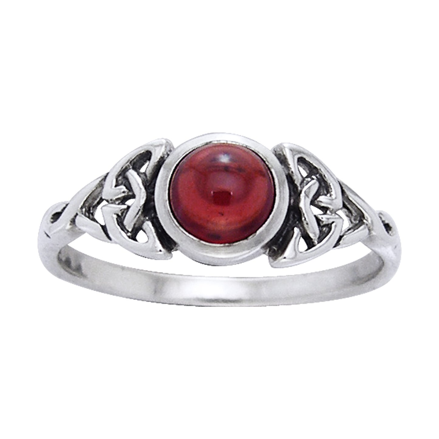 Genuine Garnet Celtic Knot Ring with Round Gemstone Sterling Silver - Silver Insanity