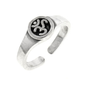 Sterling Silver Aum or OM Yoga Symbol Toe Ring or Pinky Ring - Silver Insanity