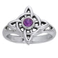 Genuine Amethyst Polaris - North Star Celtic Knot Sterling Silver Ring - Silver Insanity