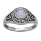 Zodiac Wheel Silver Celtic Knot Moonstone Ring - Silver Insanity