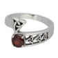 Triquetra Trinity Celtic Knot Garnet Sterling Silver Bypass Ring - Silver Insanity