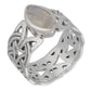 Borre Knot Viking Braided Wedding Band Ring in Sterling Silver with Marquise Gemstone