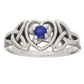 September Birthstone - Sterling Silver Sapphire Celtic Trinity Knot Heart Ring