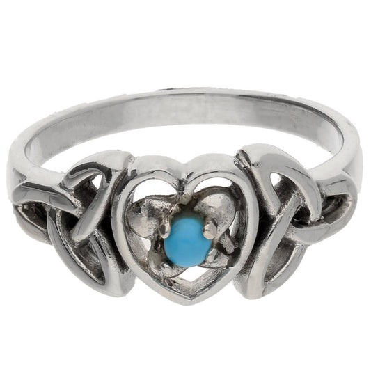 December Sterling Silver Turquoise Celtic Trinity Knot Heart