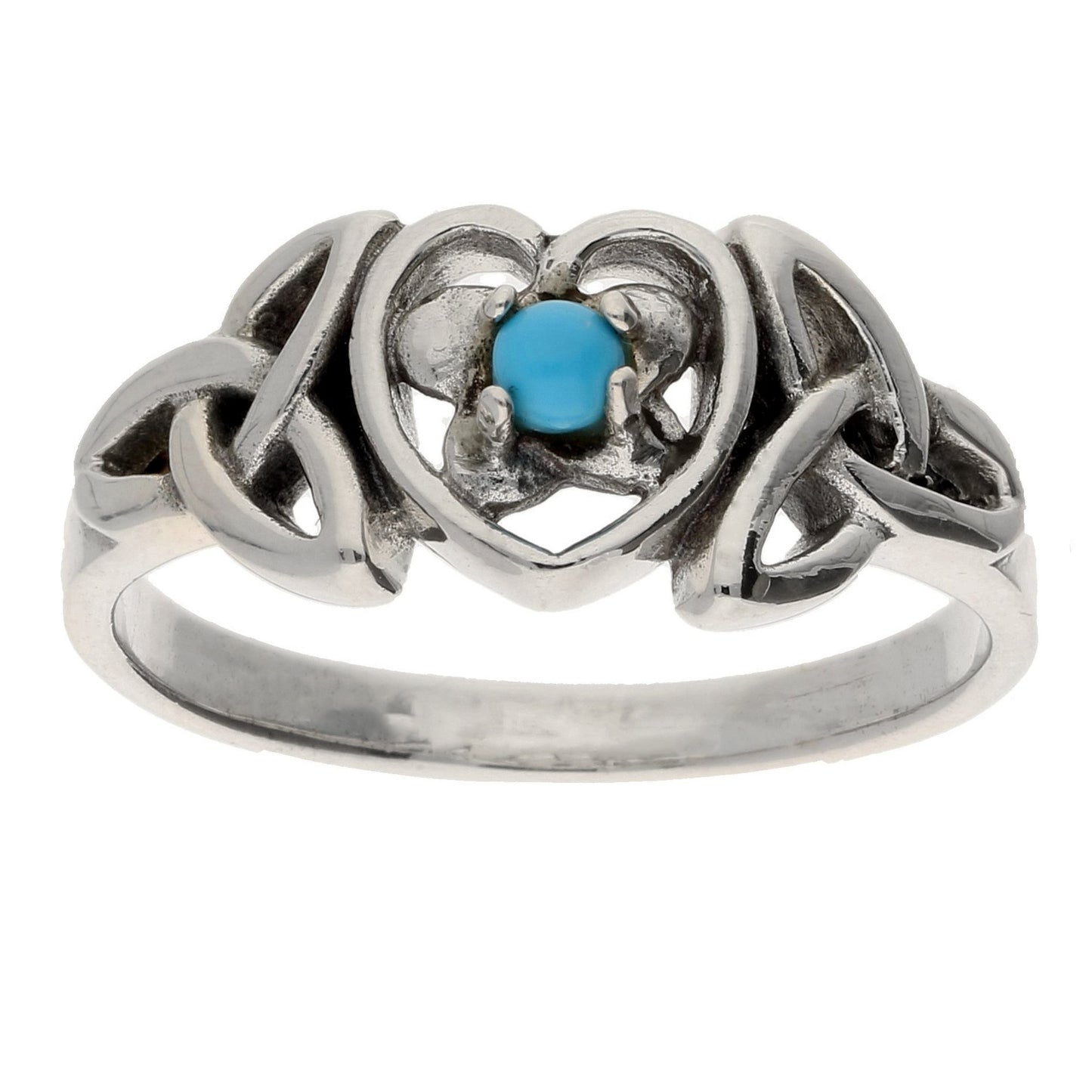 December Sterling Silver Turquoise Celtic Trinity Knot Heart