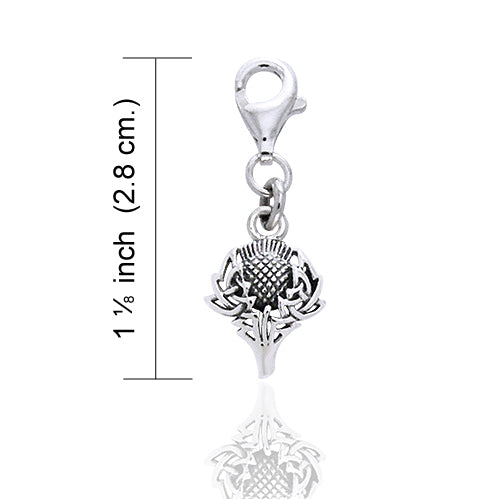 Scottish Spirit of Alba Thistle Celtic Knot Art Sterling Silver Clip-On Charm - Silver Insanity