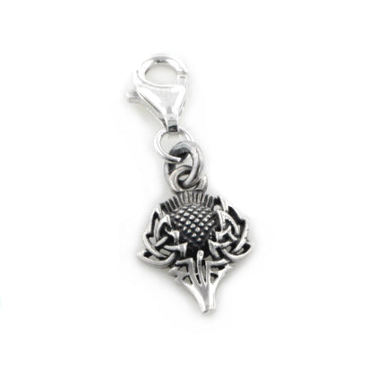 Scottish Spirit of Alba Thistle Celtic Knot Art Sterling Silver Clip-On Charm - Silver Insanity