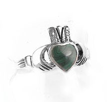 Sterling Silver Green Stone Celtic Claddagh Ring - Silver Insanity