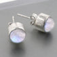 Full Moon - Large 8mm Round Rainbow Moonstone Stud Sterling Silver Earrings - Silver Insanity