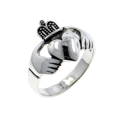 Mens Sterling Silver Celtic Claddagh Band Ring - Silver Insanity
