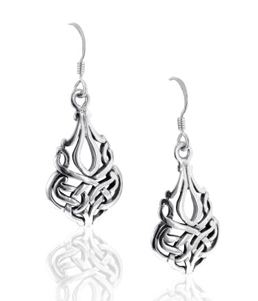 Solid Sterling Silver Filigree Celtic Knot Earrings - Silver Insanity