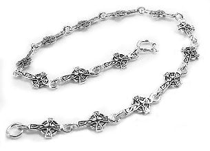 Sterling Silver Celtic Sun Knot Cross 7" Link Bracelet - Silver Insanity