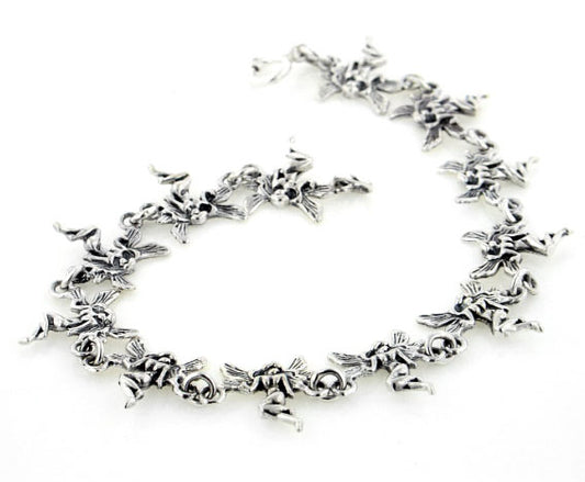 Sterling Silver 7" Fairy Faery Link Bracelet Jewelry - Silver Insanity