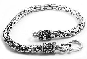 Heavy Darkened Sterling Silver 8" Byzantine Bracelet - Silver Insanity