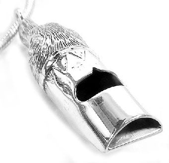 Dogs Sterling Silver Loud Figural Dog WHISTLE Pendant - Silver Insanity