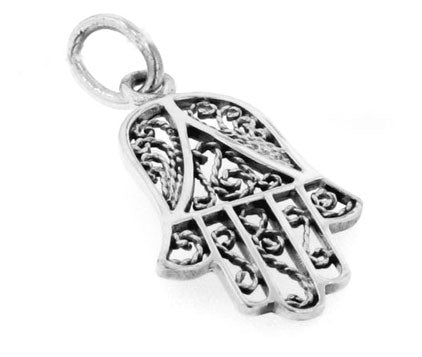 Sterling Silver Filigree Hamsa - Hand of Fatima Charm Pendant - Silver Insanity