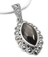 Sterling Silver Marcasite and Black Stone Flower Pendant - Silver Insanity