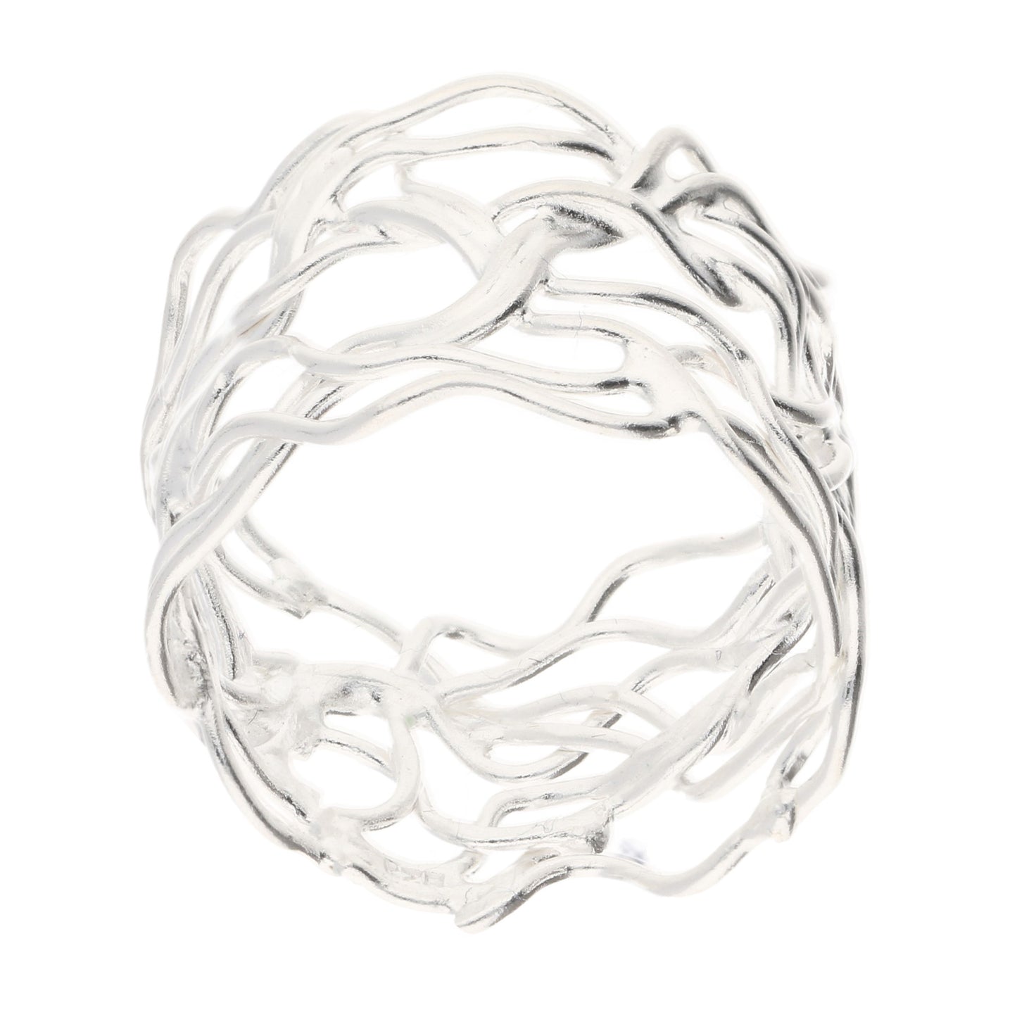 Unique Filigree Wirework Wide Band Sterling Silver Ring - Silver Insanity