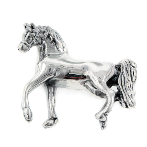 Southwestern Prancing Horse Pony Sterling Silver Brooch Pin - Silver Insanity